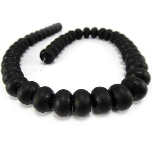 Black Stone (Matte) 9x12mm Rondelle Beads