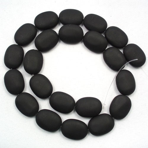 Black Stone (Matte) 13x18mm Oval Beads