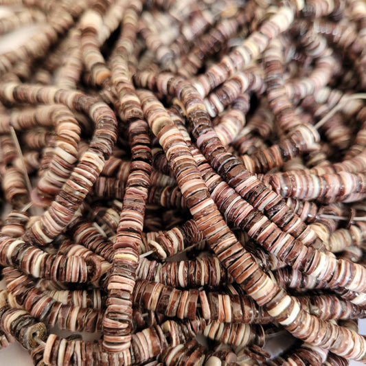1mm Brown Lip Shell Heishi Beads