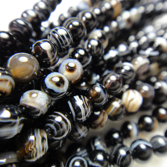 Brazilian Black Sardonyx 4mm Round Beads