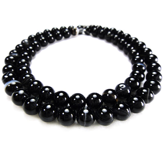 Brazilian Black Sardonyx 6mm Round Beads