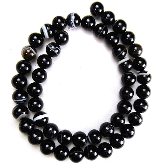 Brazilian Black Sardonyx 8mm Round Beads