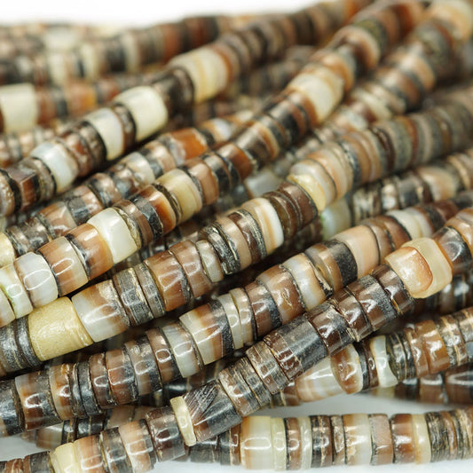 4-5mm Brown Lip Shell Heishi Beads