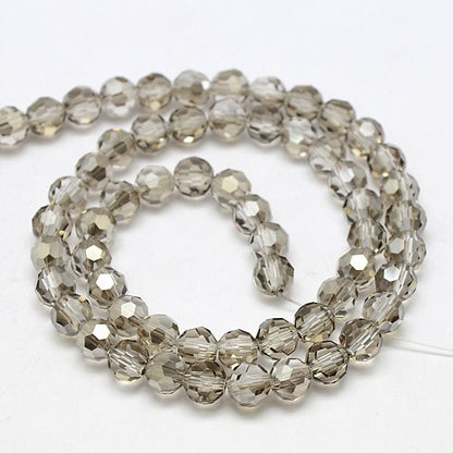 Gainsboro 6mm Faceted Round Glass Beads