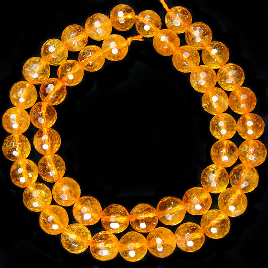 Citrine 8mm Faceted Round Beads