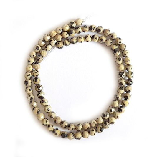 Dalmatian Jasper 4mm Faceted Round Beads