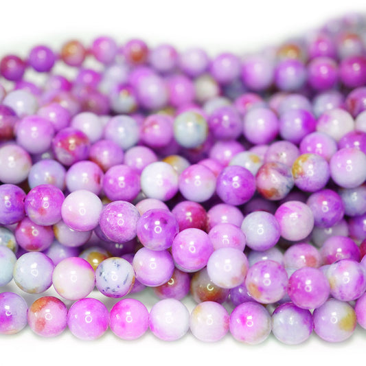 Dyed Jade Purple Multicolour 8mm Round Beads