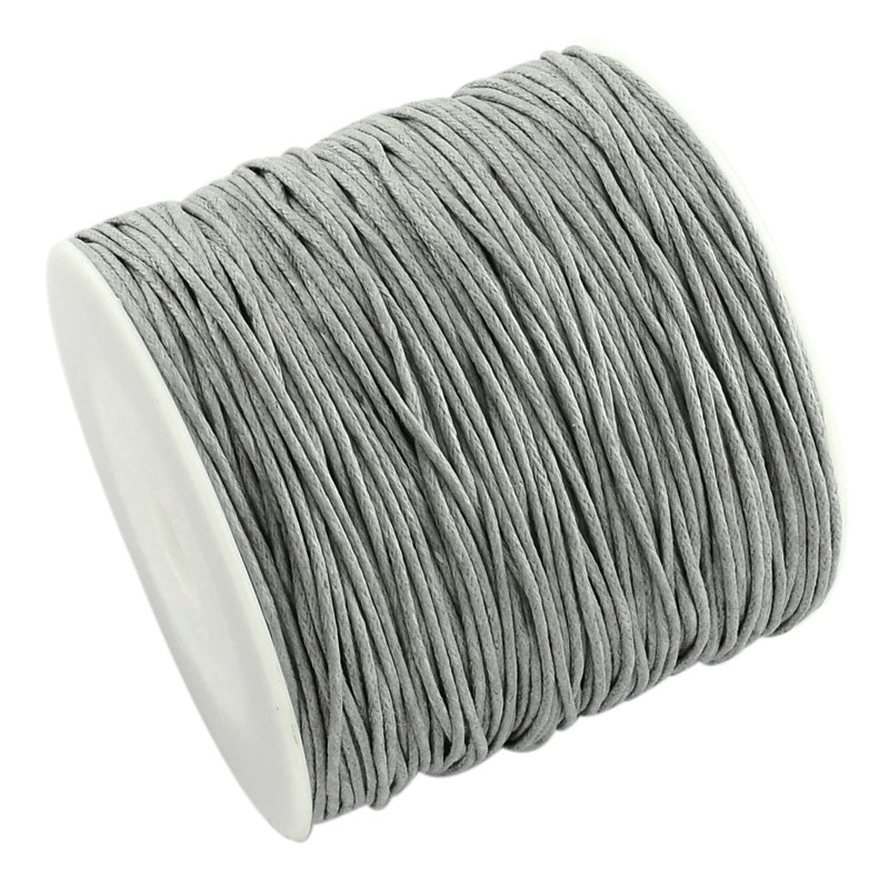 Light Grey Waxed Cotton Cord 1mm 90M Roll