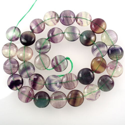 Fluorite 12mm Coin Beads