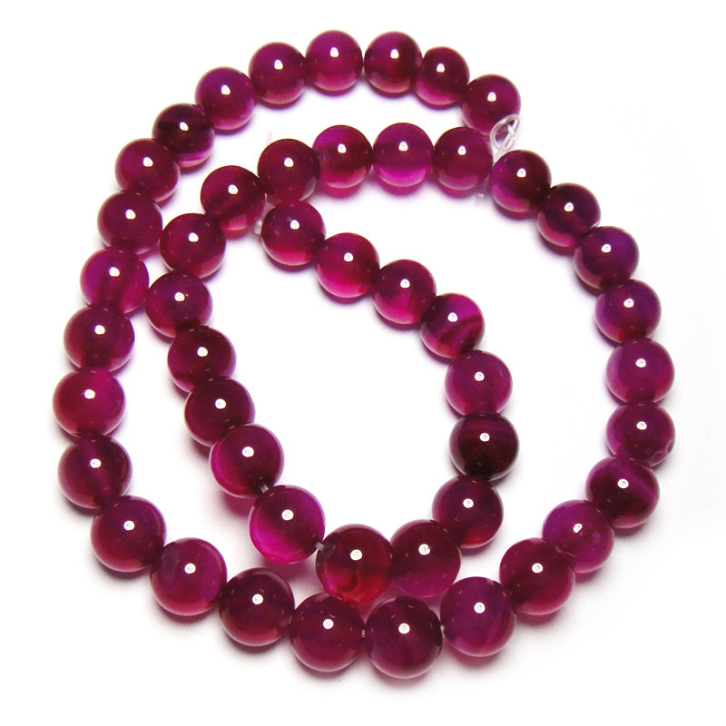 Fuchsia Agate (Plain) 8mm Round Beads