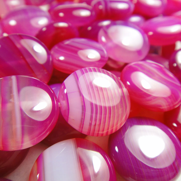 Fuchsia Agate 14mm Coin Beads