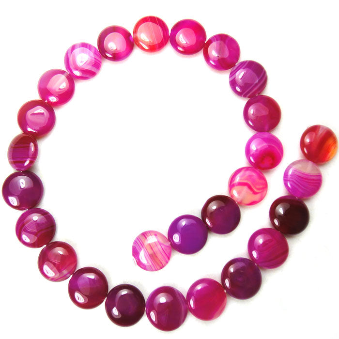 Fuchsia Agate 14mm Coin Beads