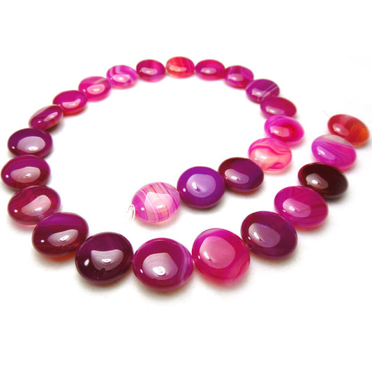 Fuchsia Agate 14mm Coin Beads