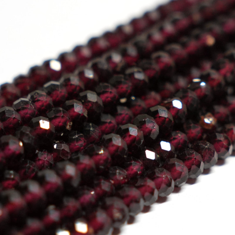Garnet 3-4mm Faceted Rondelle Beads
