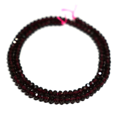 Garnet 3-4mm Faceted Rondelle Beads