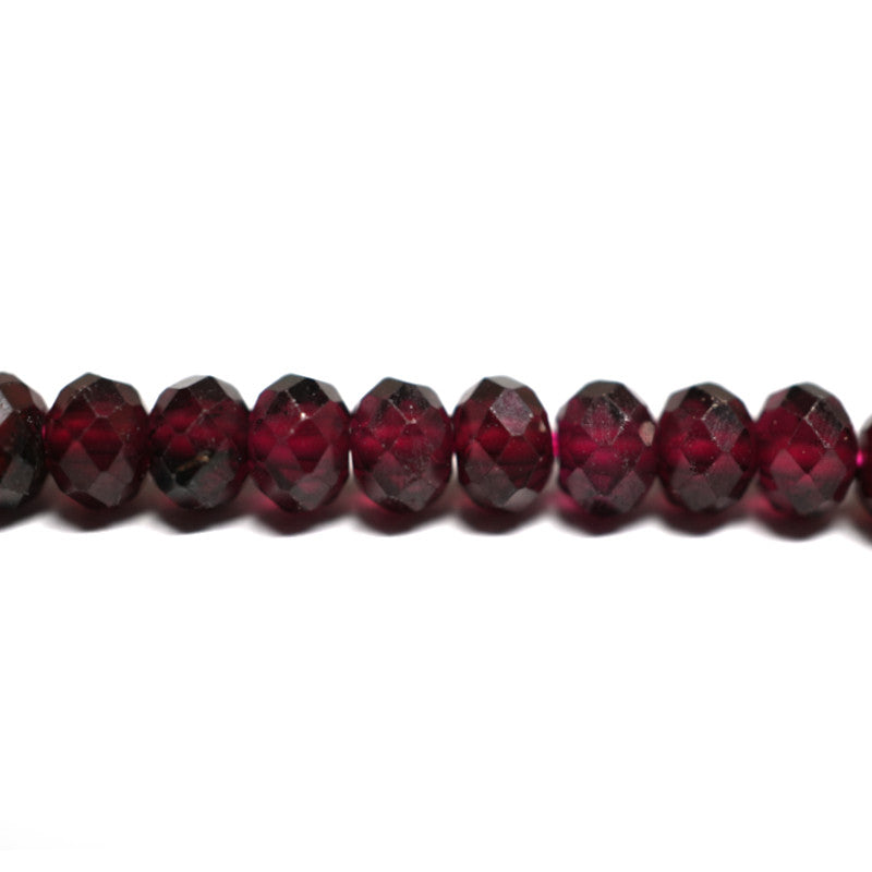 Garnet 3-4mm Faceted Rondelle Beads
