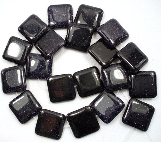 Blue Goldstone 12mm Square Beads