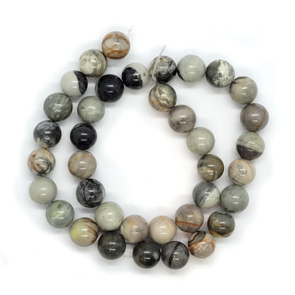 Grey Picasso Jasper 10mm Round Beads