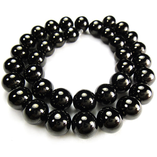 Jet 12mm Round Beads