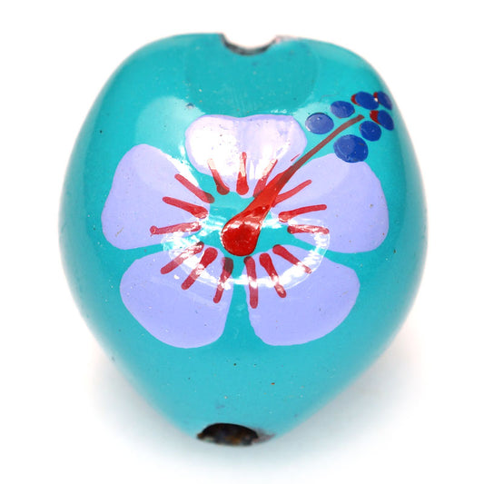Kukui Nut Turquoise With Flower (Pack 4)