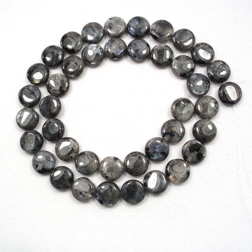 Larvikite 10mm Coin Beads