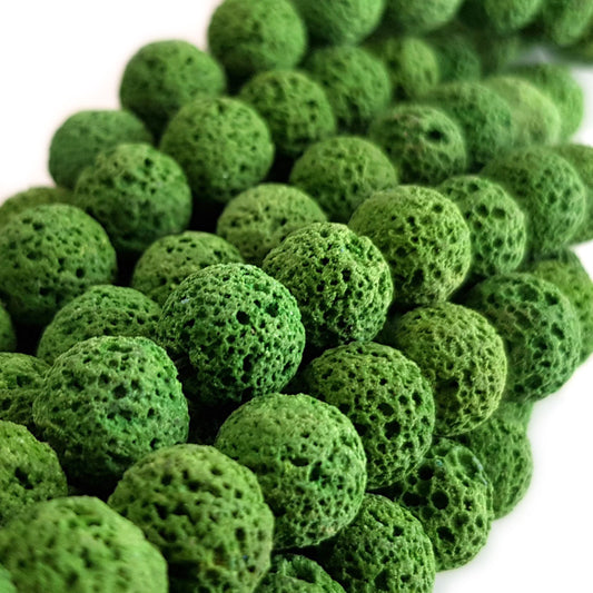 Dyed Lava Rock Green 10mm Round Beads