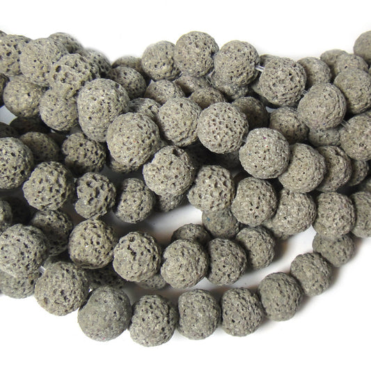 Dyed Lava Rock Grey 10mm Round Beads