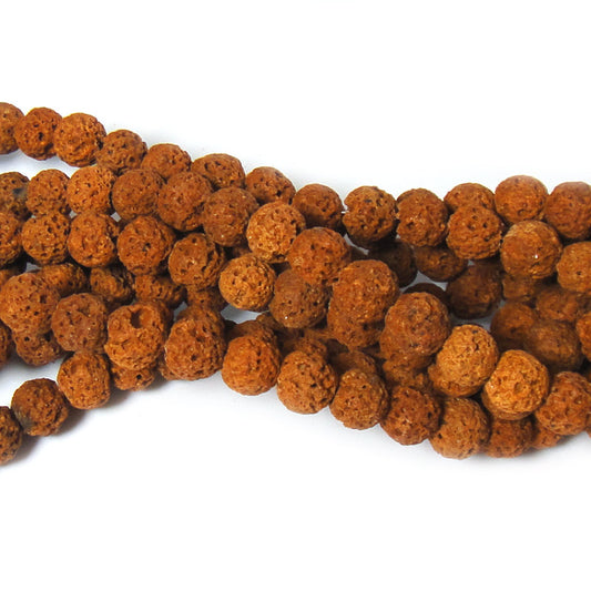 Dyed Lava Rock Burnt Orange 8mm Round Beads