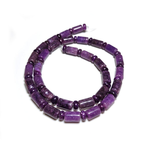 Lepidolite Rondelle & Tube Beads