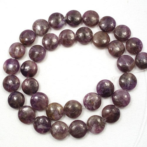 Lepidolite 12mm Coin Beads