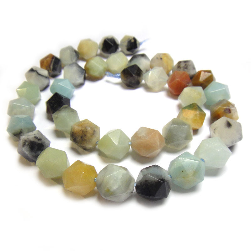 Multicolour Amazonite Faceted Nugget Beads