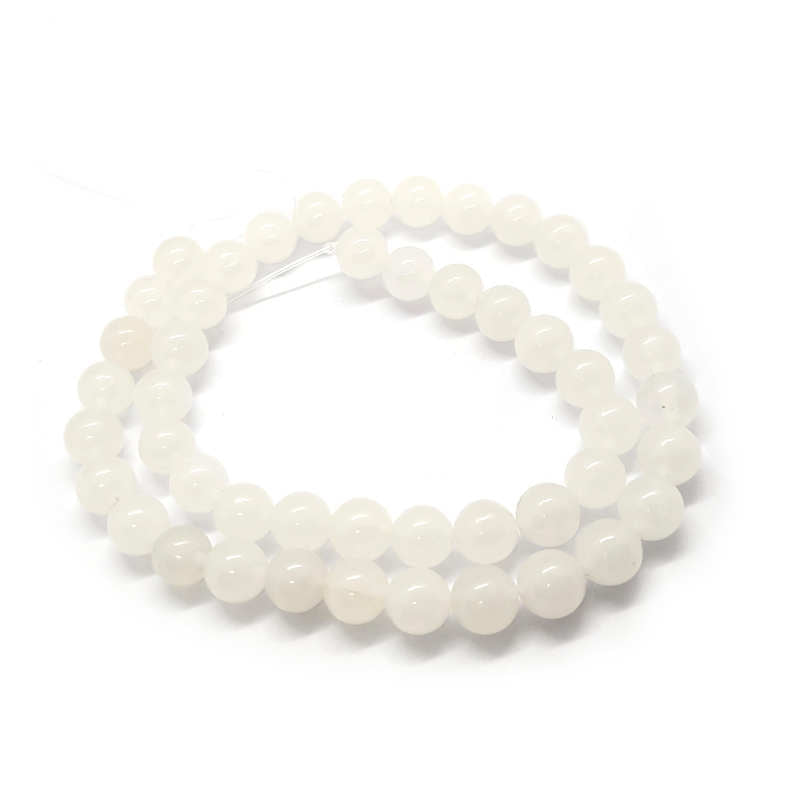Malay Jade Ghost White 8mm Round Beads