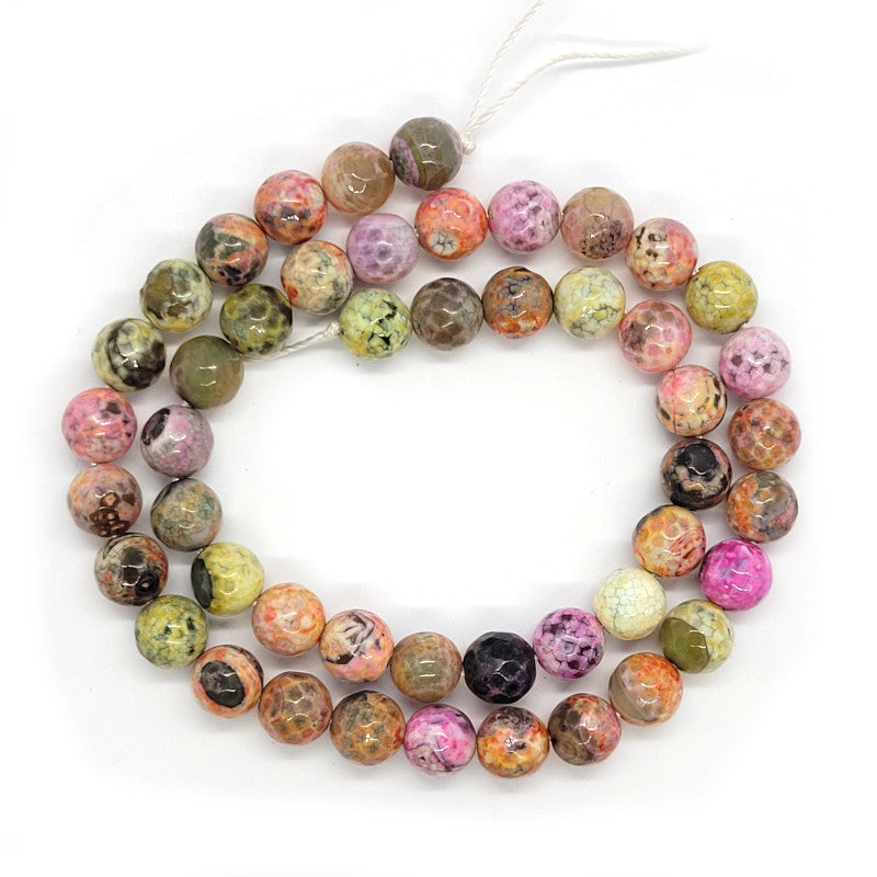 Fire Agate Multi-Colour 8mm Faceted Round Beads-087-7