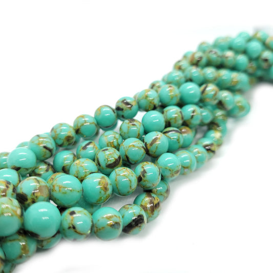 Reconstructed Turquoise and Shell 8mm Round Beads