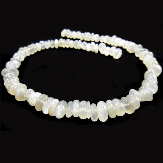 Moonstone Light Grey Chip 4x9mm Beads