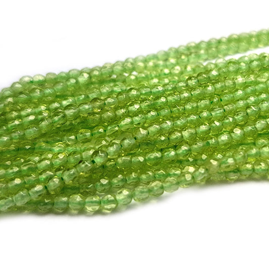 Peridot 2mm Faceted Round Beads