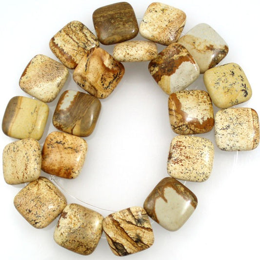 Picture Jasper 20mm Square Beads