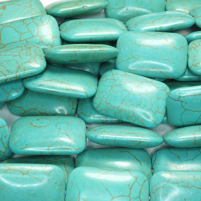 Turquoise Rounded Rectangle Reconstituted Turquoise Large Rounded Rectangle Beads – Cheap Beads