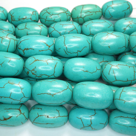 Reconstituted Turquoise Rounded Drum Beads