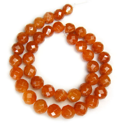 Red Aventurine 10mm Faceted Round Beads