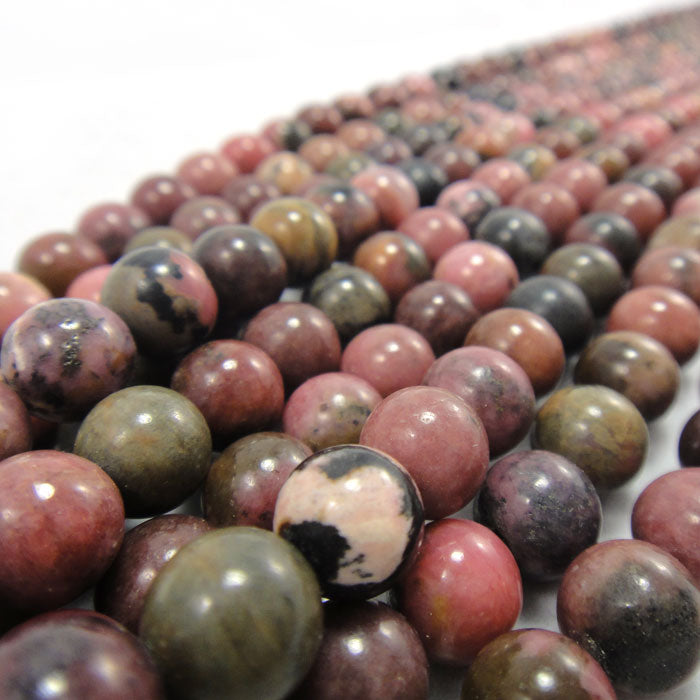 Multicolour Rhodoni Black Veined Rhodonite 8mm Round Bead – Cheap Beads