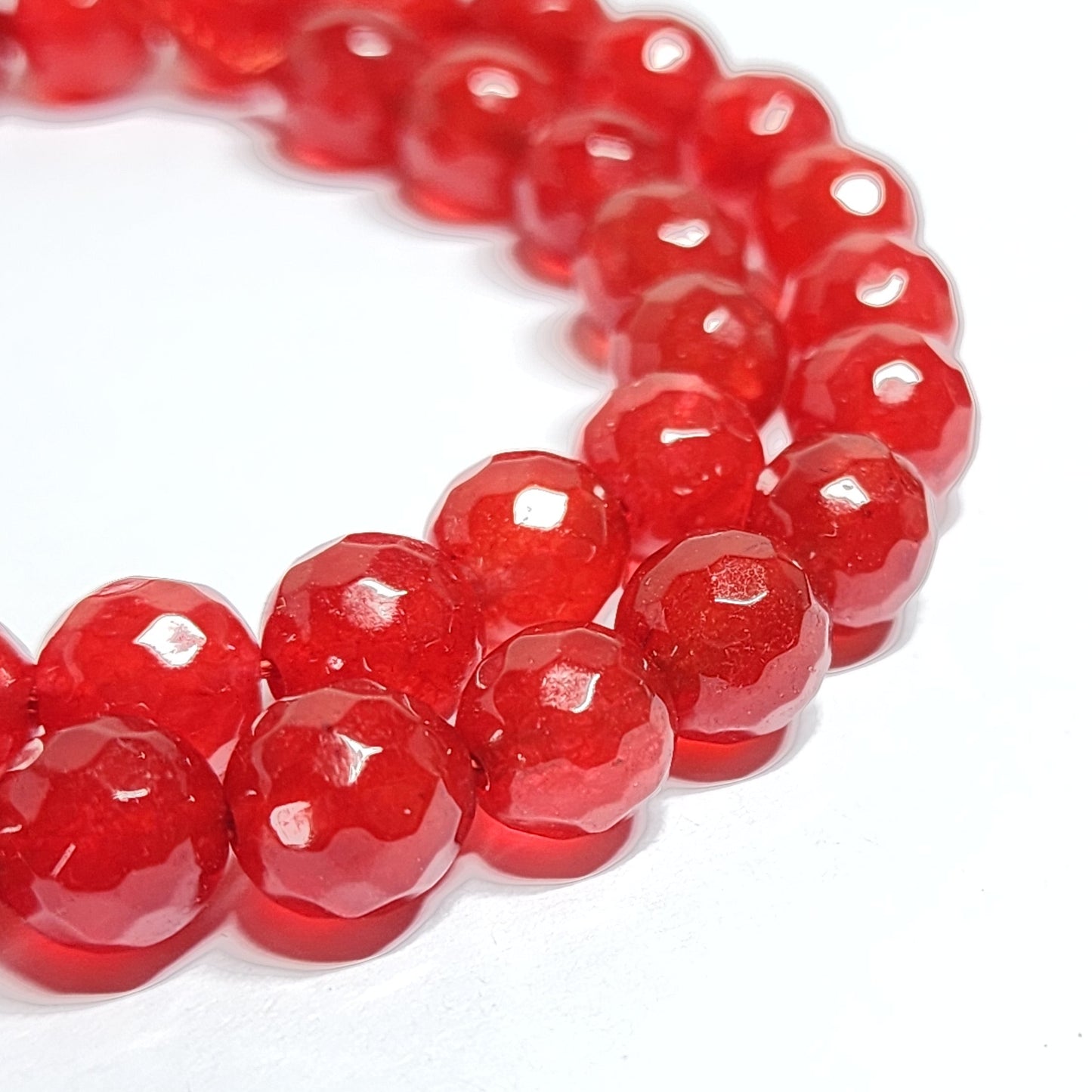 Malay Jade Red 8mm Faceted Round Beads