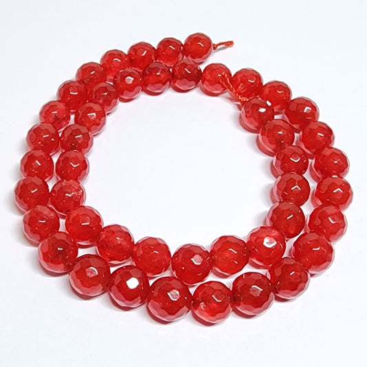 Malay Jade Red 8mm Faceted Round Beads