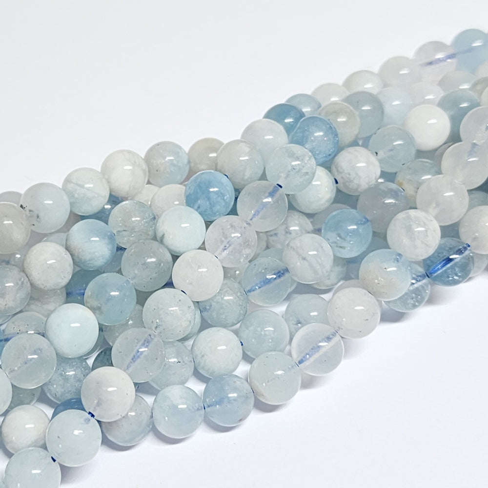 Natural Multi-Tonal Aquamarine 6mm Round Beads