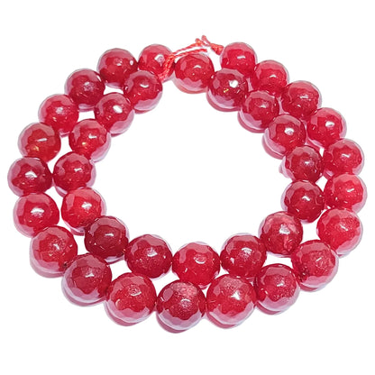 Malay Jade Red 10mm Faceted Round Beads