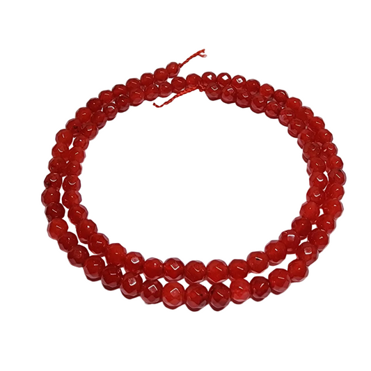 Malay Jade Red 4mm Faceted Round Beads