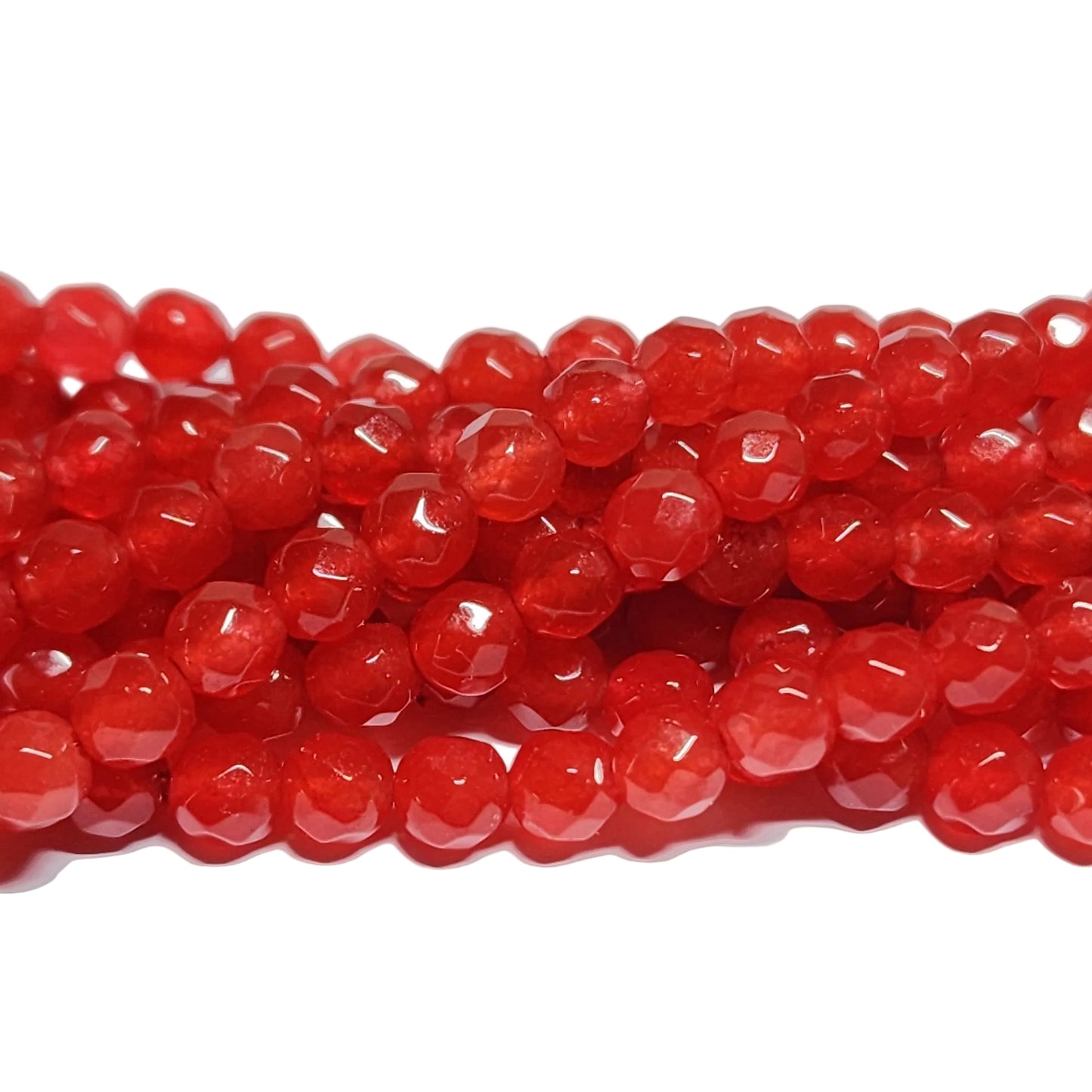 Malay Jade Red 4mm Faceted Round Beads
