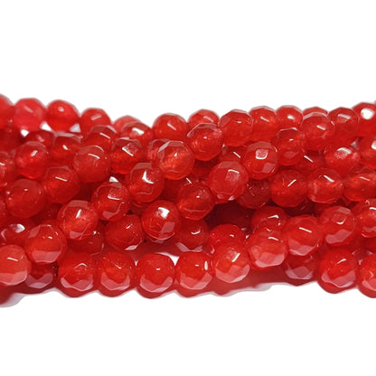 Malay Jade Red 4mm Faceted Round Beads