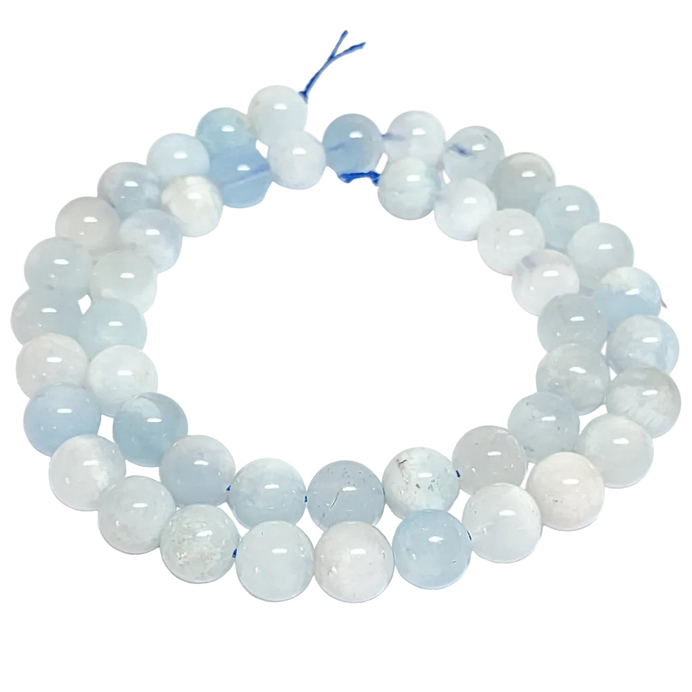 Natural Multi-Tonal Aquamarine 8mm Round Beads