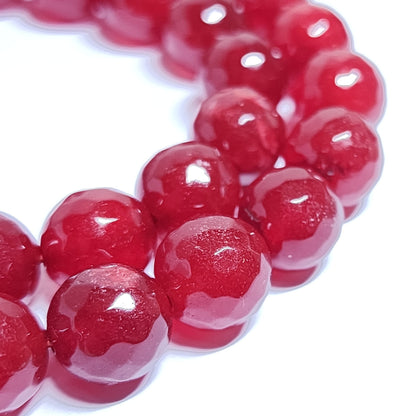 Malay Jade Red 10mm Faceted Round Beads